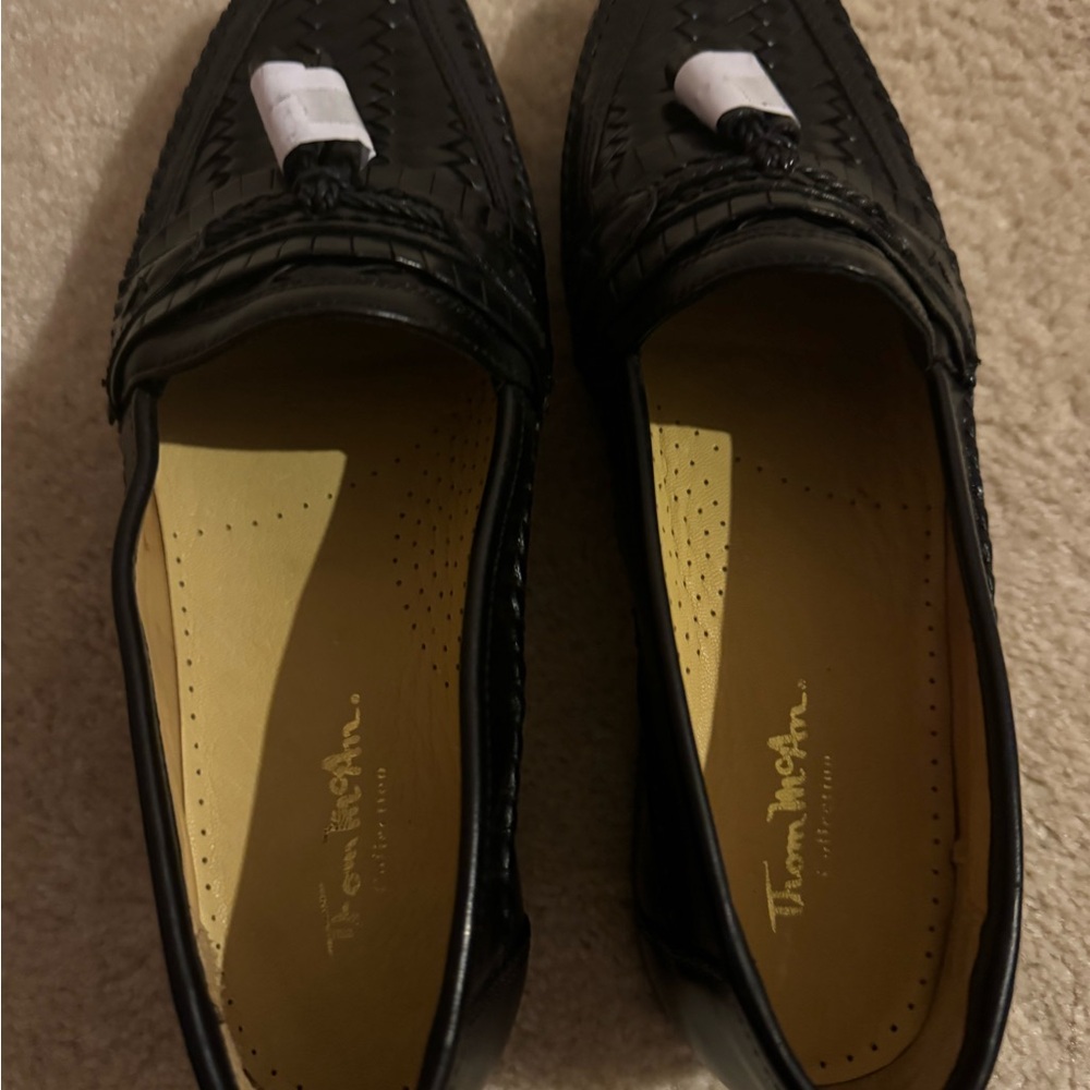 Thom McAn Men’s Tassel Loafers Black Leather Casual Slip On Shoes M10